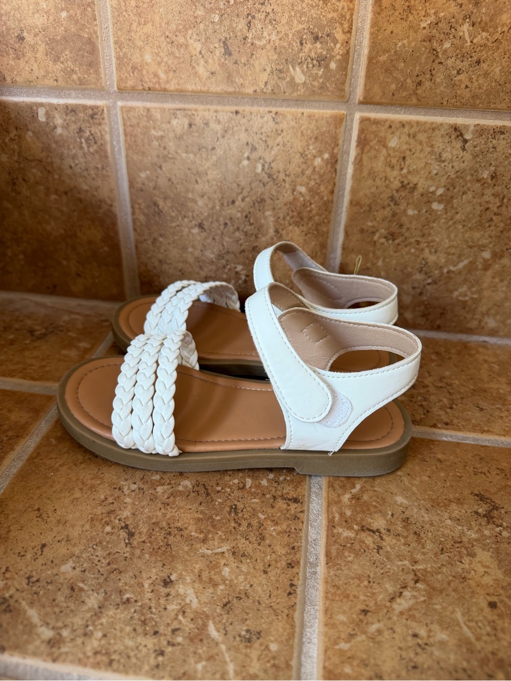 Girl’s White Braided Strap Sandals